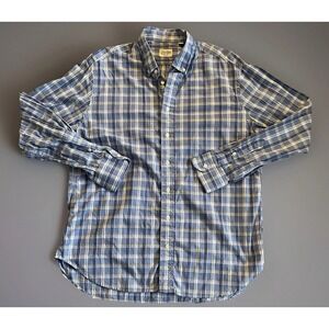 Gitman Bros Long Sleeve Button Up Shirt Made In USA Plaid Blue White XL JBHS
